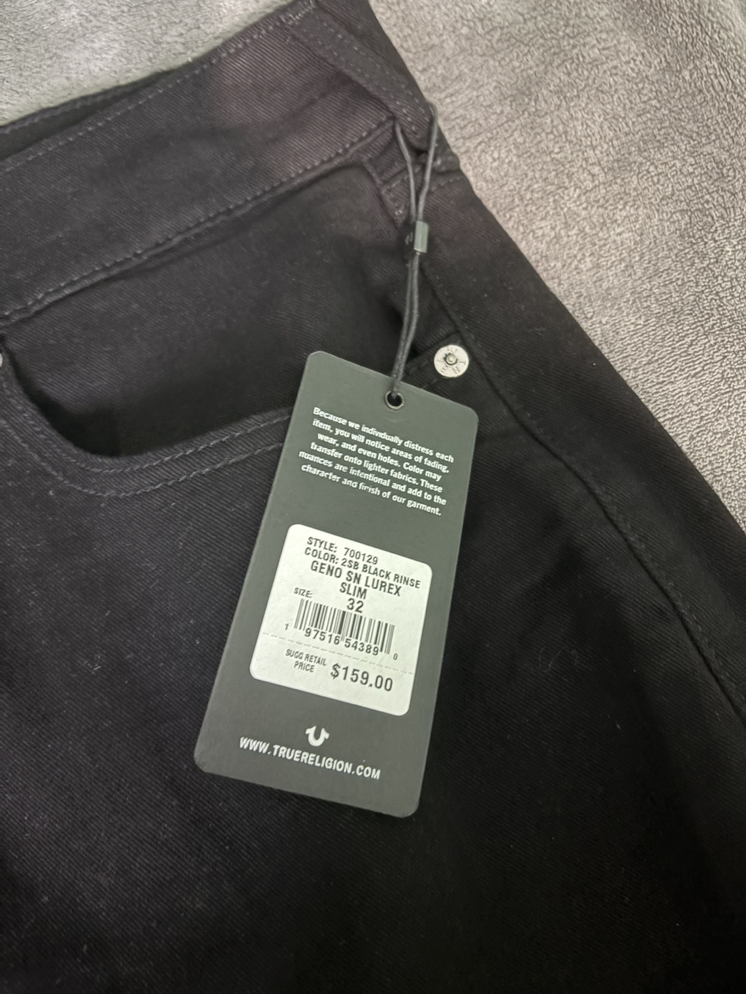 True Religion Geno Relaxed Slim Jeans - Black - Size 32x32 - photo 4