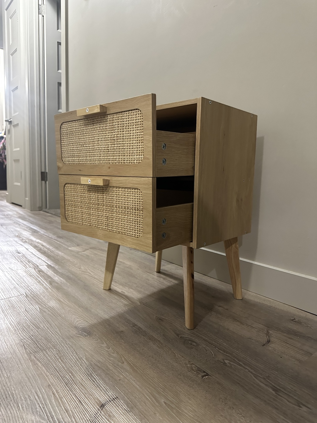 Brand new Spurlin Rattan Nightstand With 2 Storage Drawers - photo 3