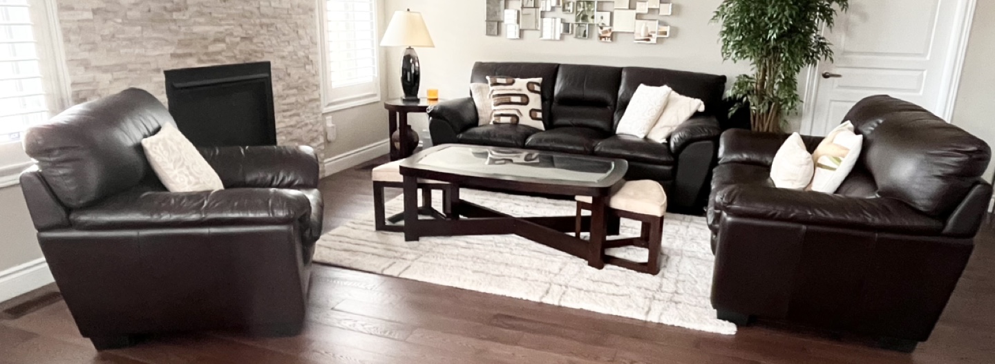 Dark Brown Leather Sofa Set