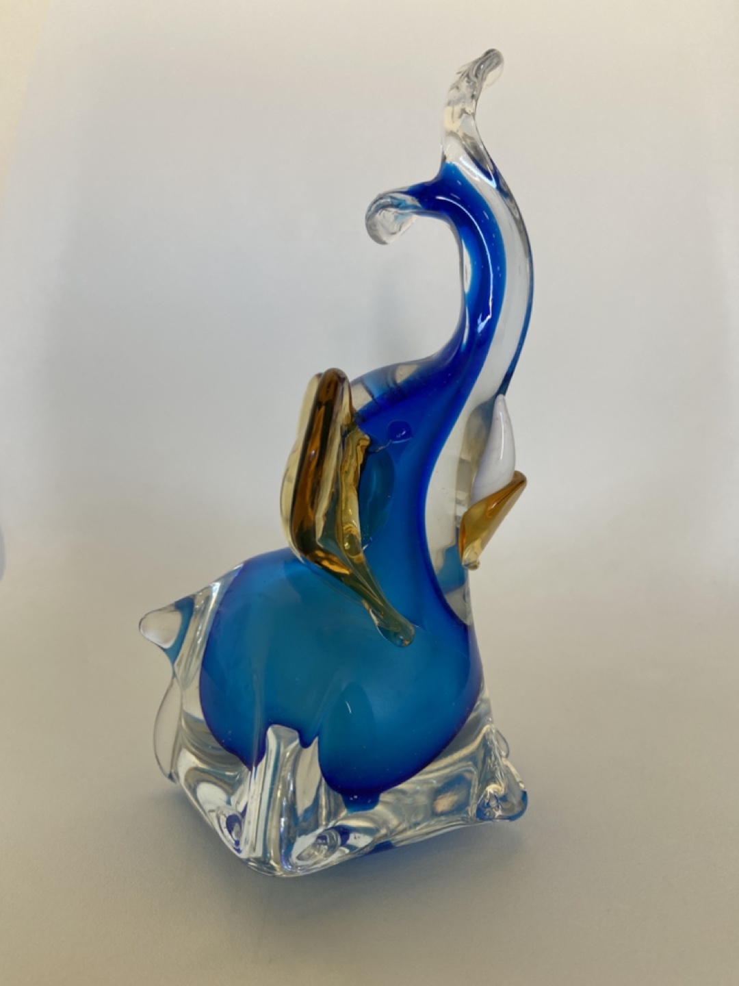 Blue and Amber Glass Elephant Figurine - photo 2
