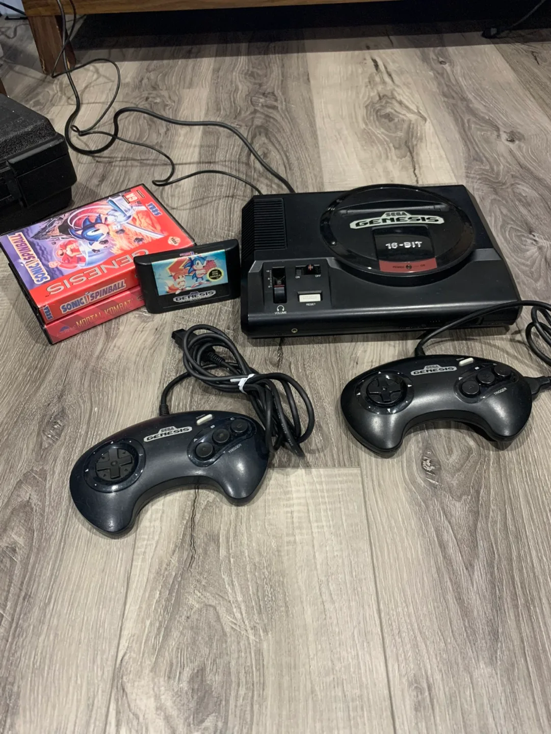 SEGA Genesis + 2 Controllers + 3 Games thumbnail