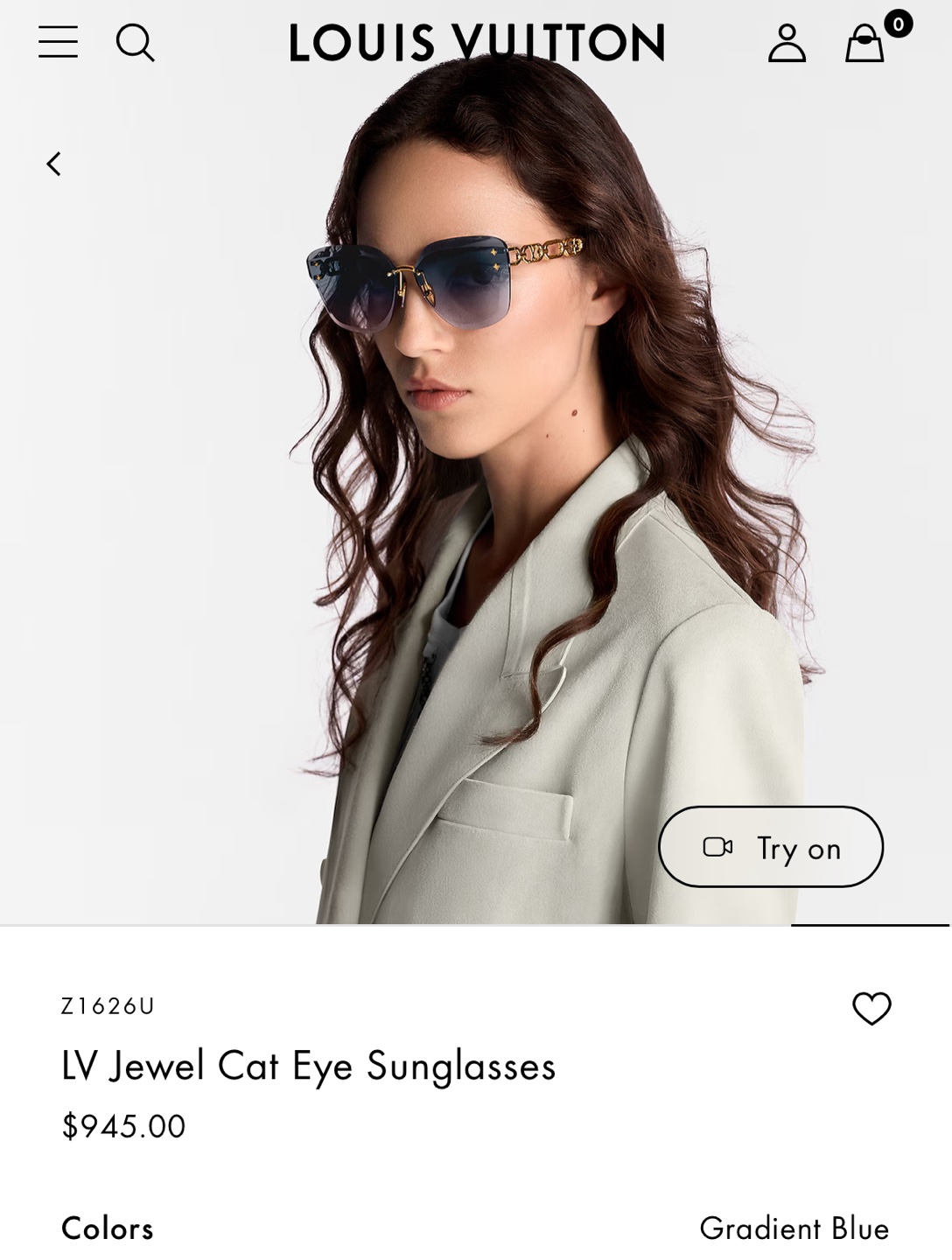 Louis Vuitton LV Jewel Cat Eye Sunglasses Z1626U Gradient Blue - photo 2