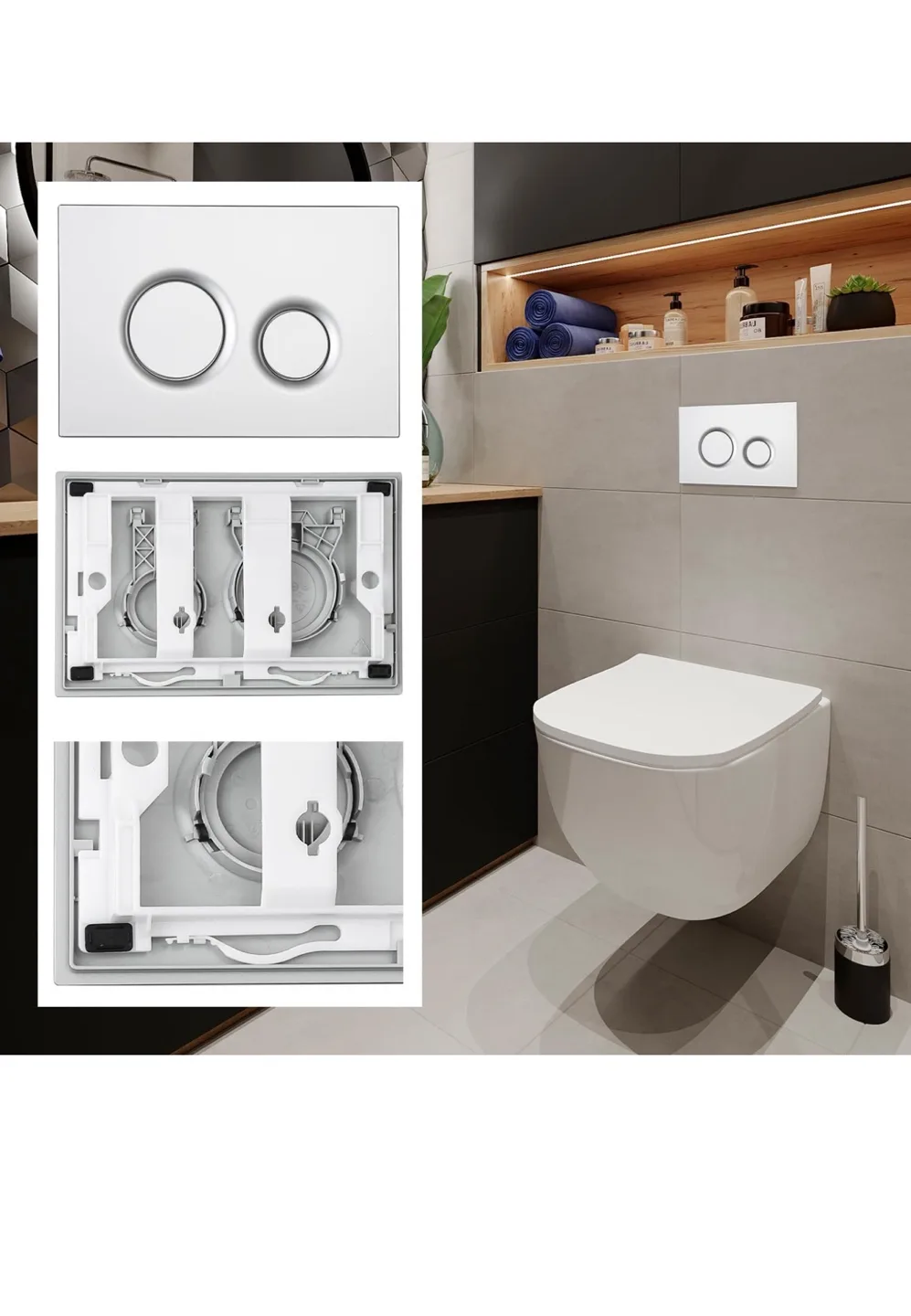 Dual Flush Actuator Plate for Wall Hung Toilets - Matte Silver image indicator(4)