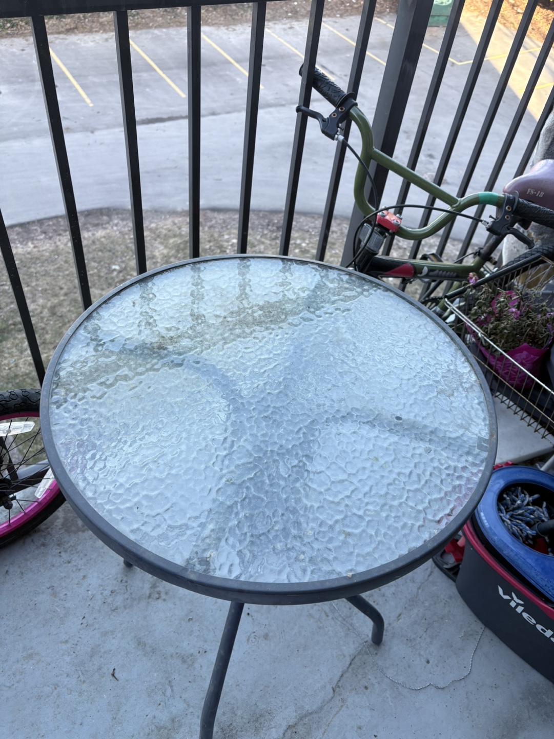 Small Round Glass Top Patio Table - photo 2