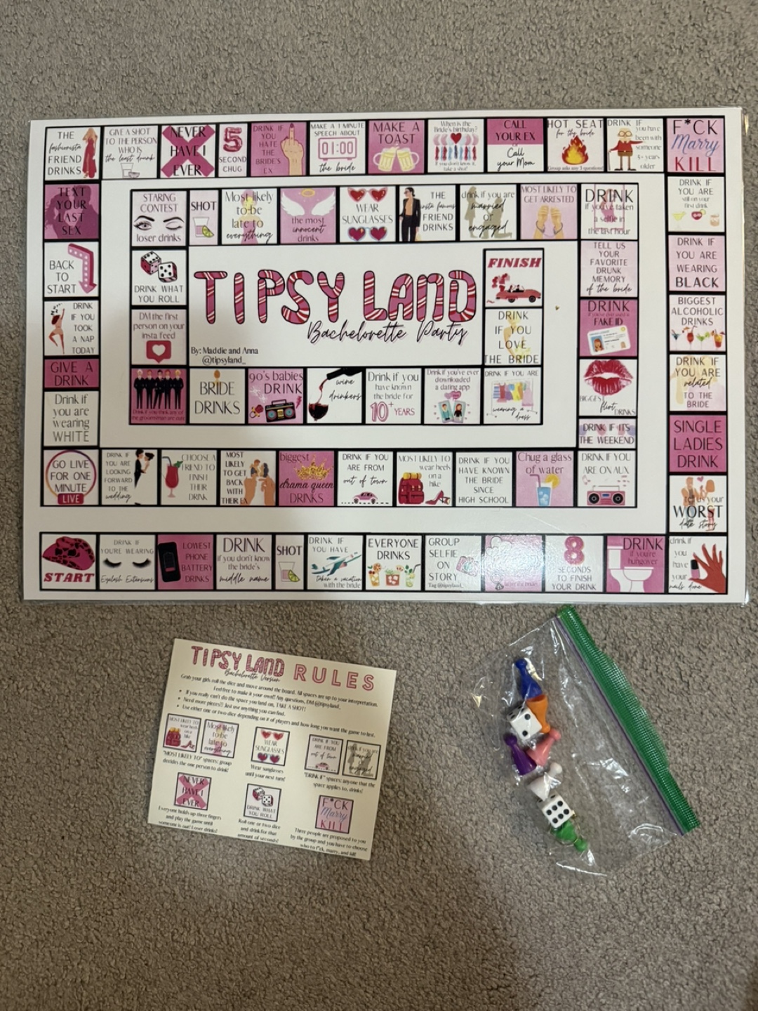 Tipsy Land Bachelorette Board Game!
