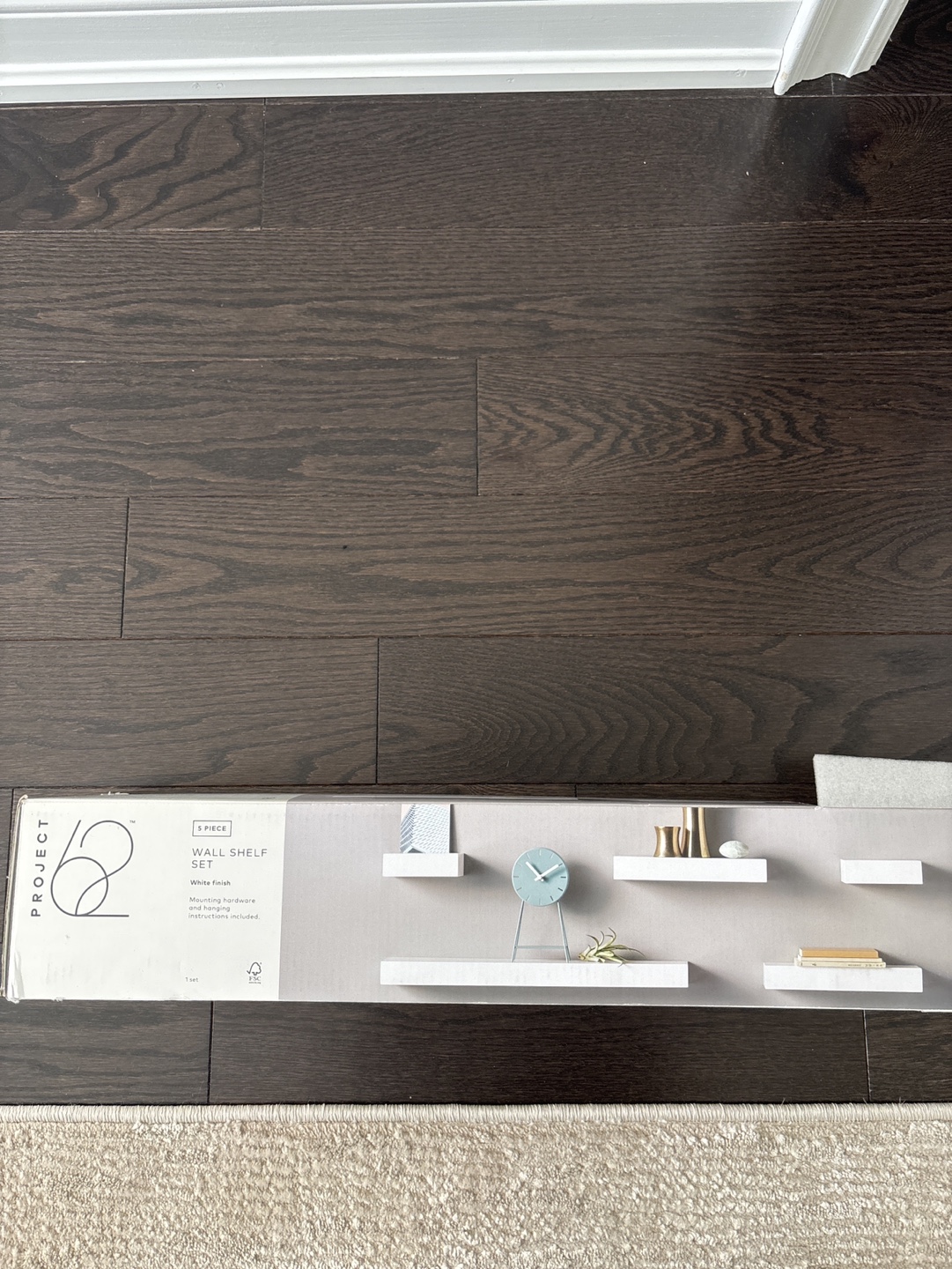 5-Piece Floating Wall Shelf Set - White