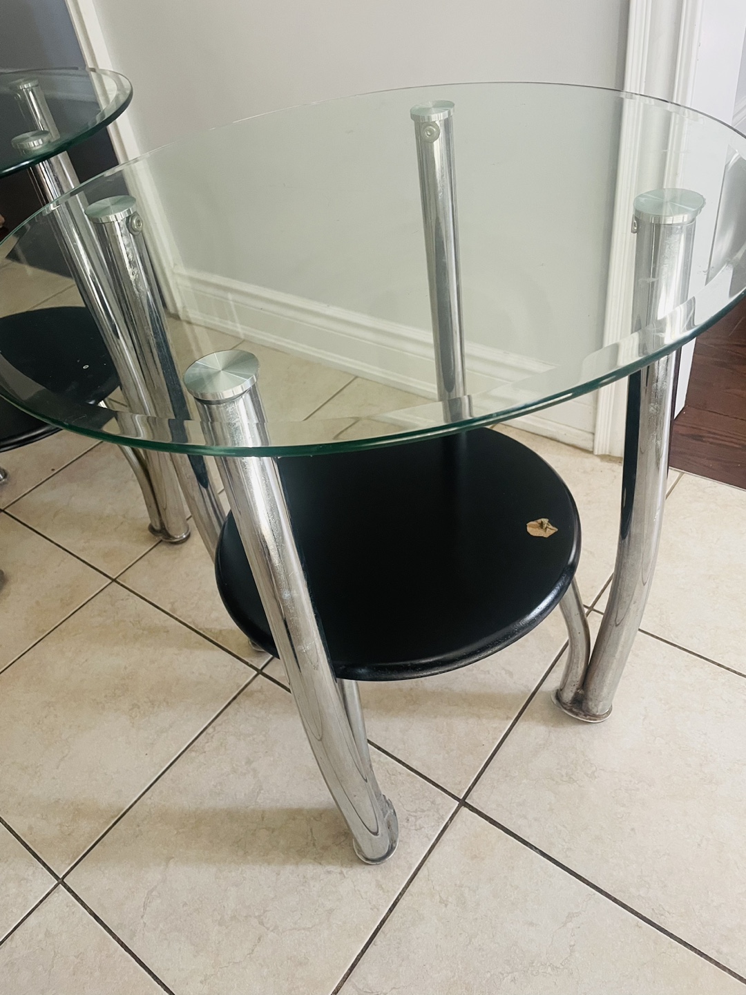 Pair of Glass and Chrome Accent Tables - photo 2