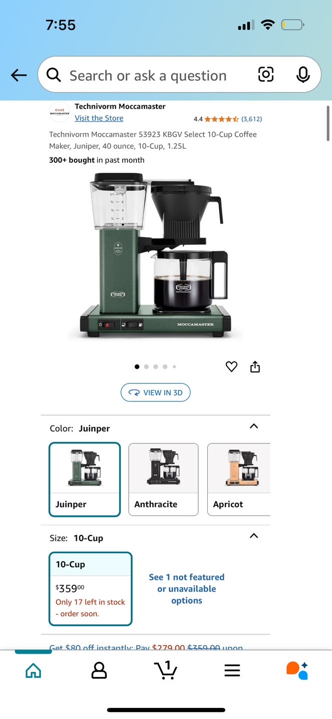 Technivorm Moccamaster Select 10-Cup Coffee Maker - Juniper