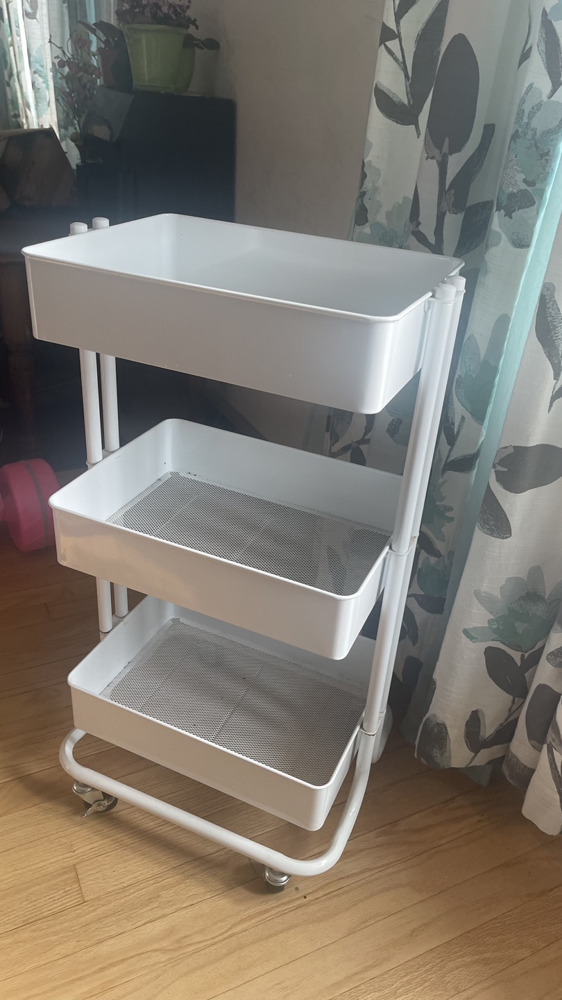 White 3-Tier Rolling Cart