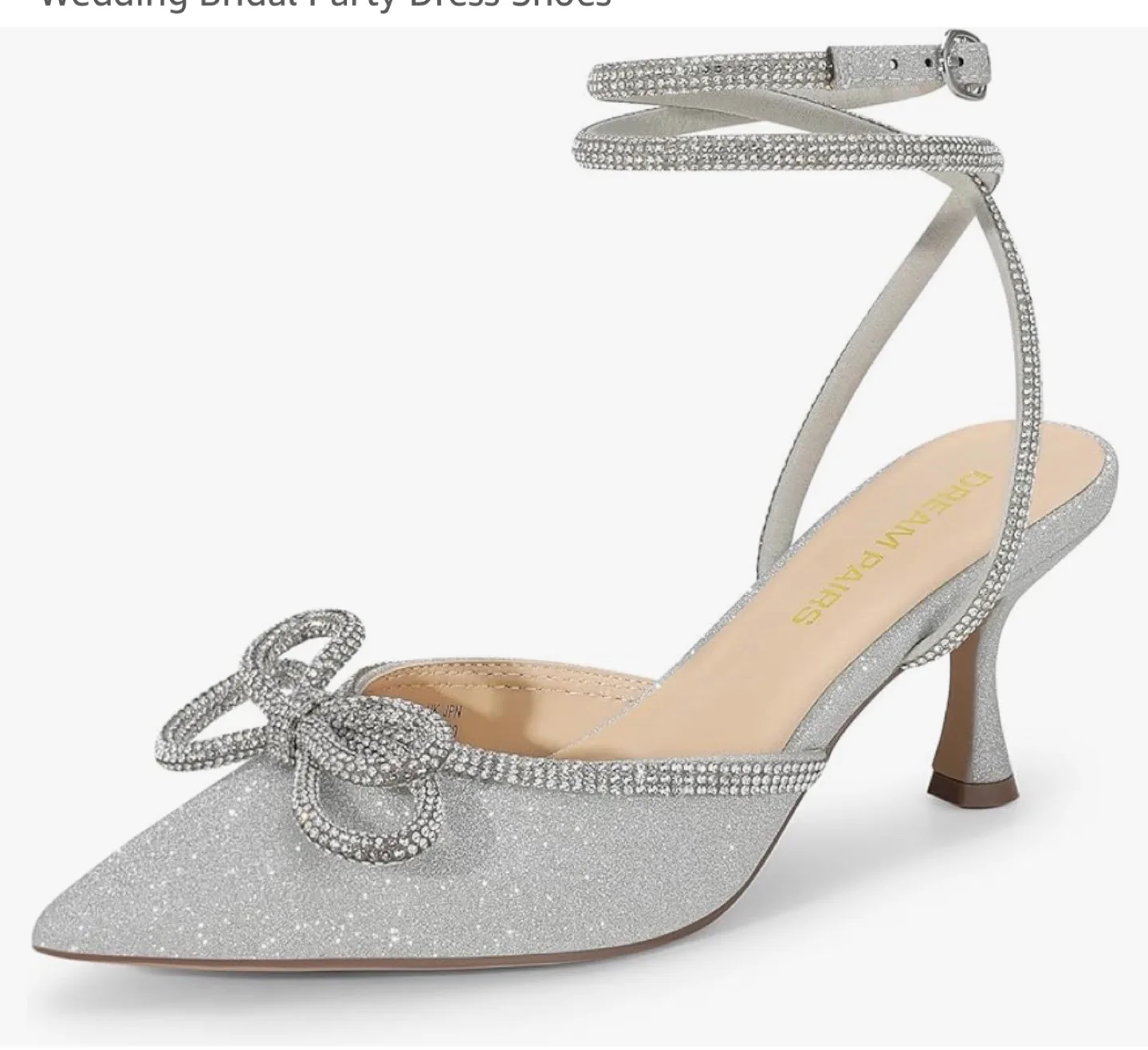 Dream Pairs Silver Glitter Bow Heels Size 7.5 image indicator(4)