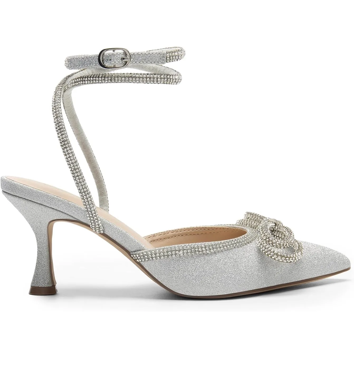 Dream Pairs Silver Glitter Bow Heels Size 7.5 image indicator(5)