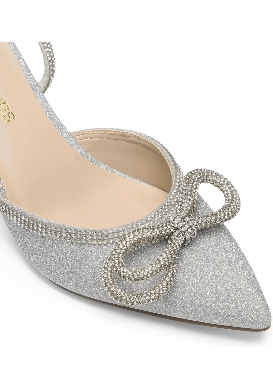 Dream Pairs Silver Glitter Bow Heels Size 7.5 image indicator(6)