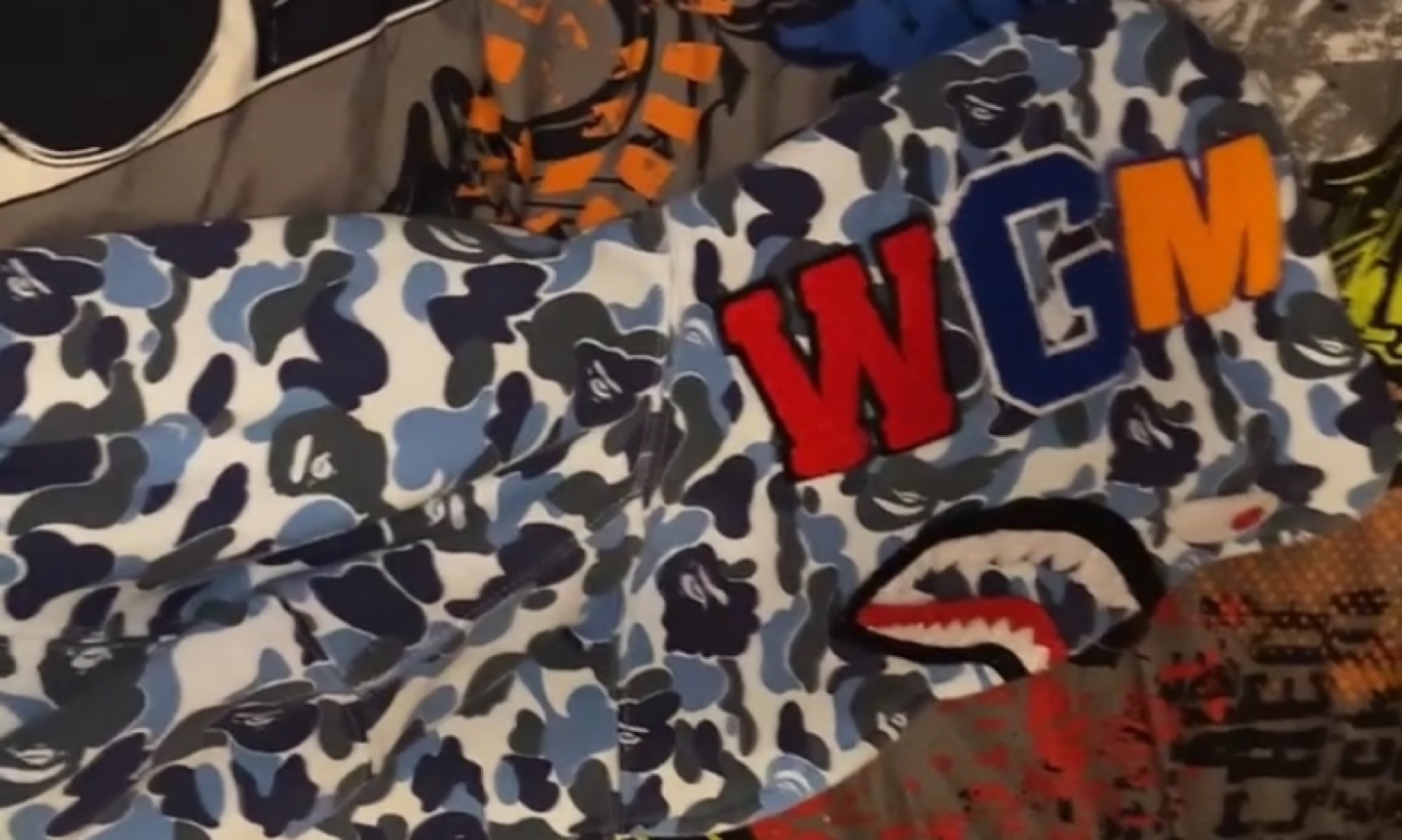 Bape hoodie light blue