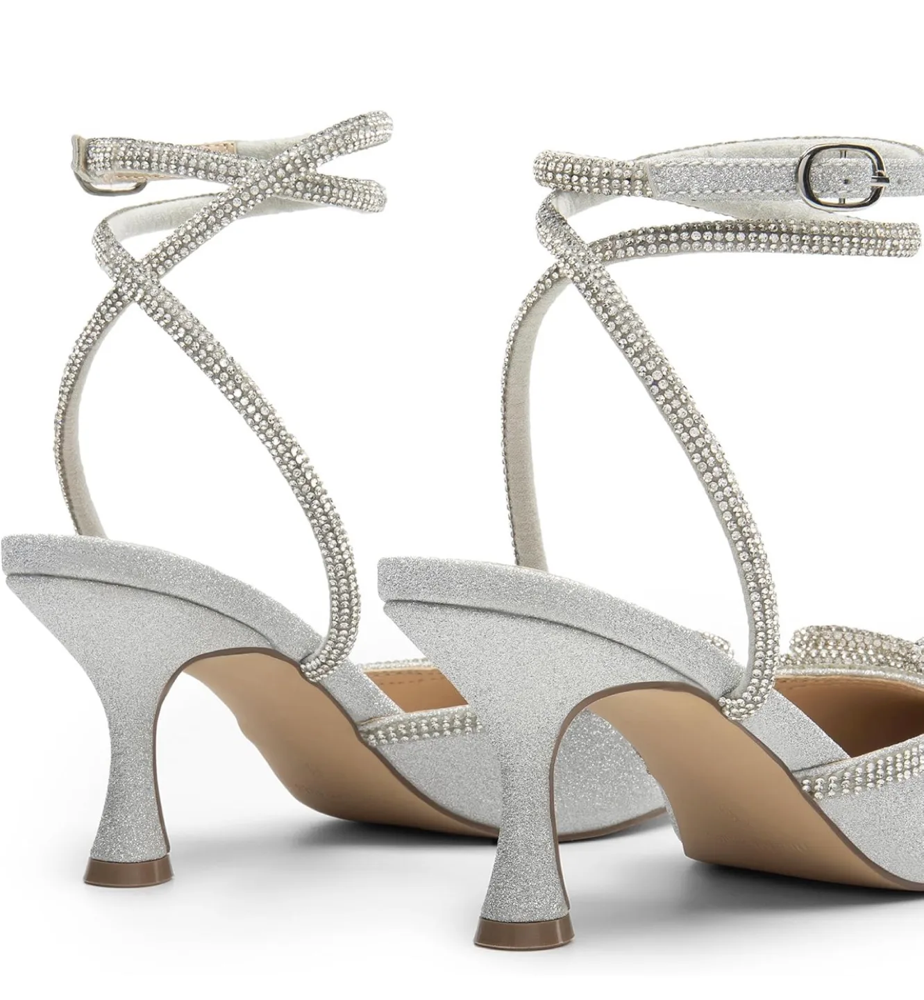 Dream Pairs Silver Glitter Bow Heels Size 7.5 image indicator(9)