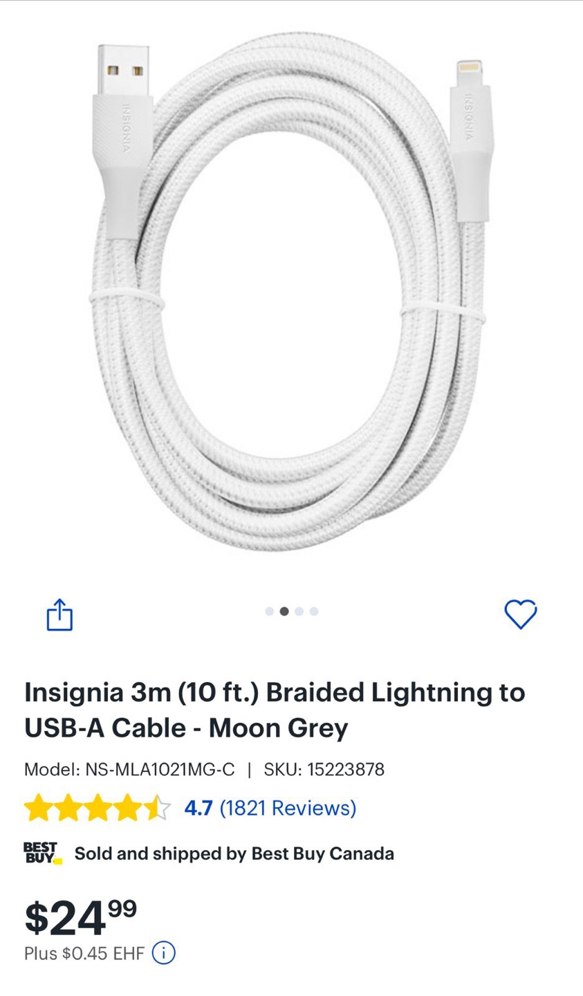 10 f.t. long Lightning to USB-A Cable - photo 2