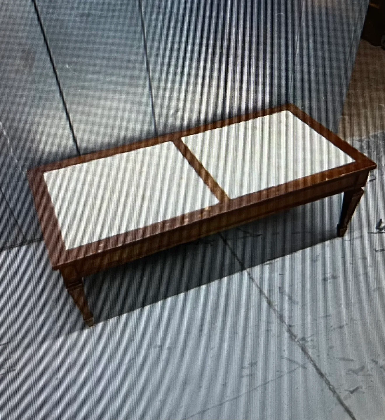 Vintage Wood Coffee Table with Marble Top image indicator(2)