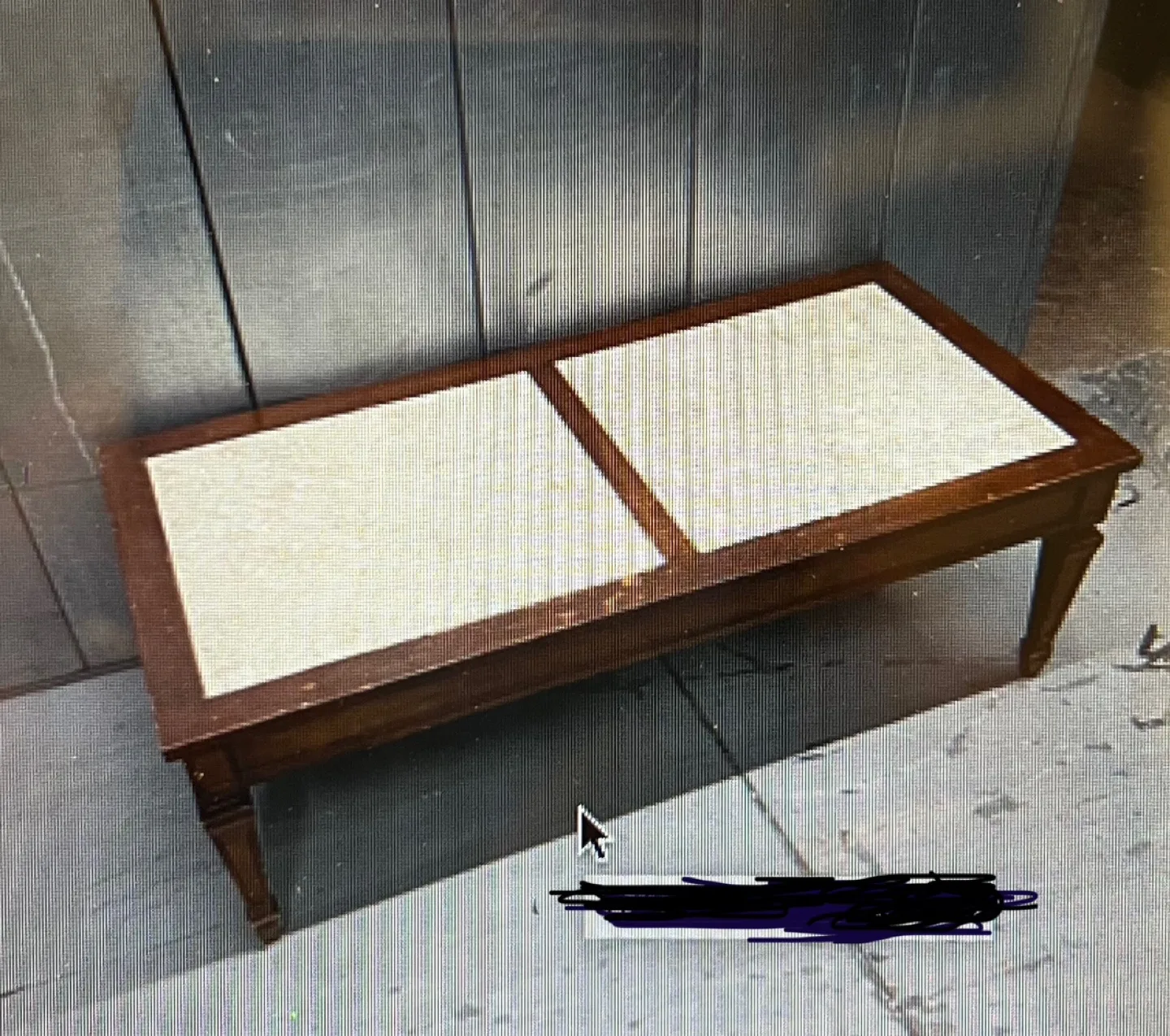 Vintage Wood Coffee Table with Marble Top image indicator(4)