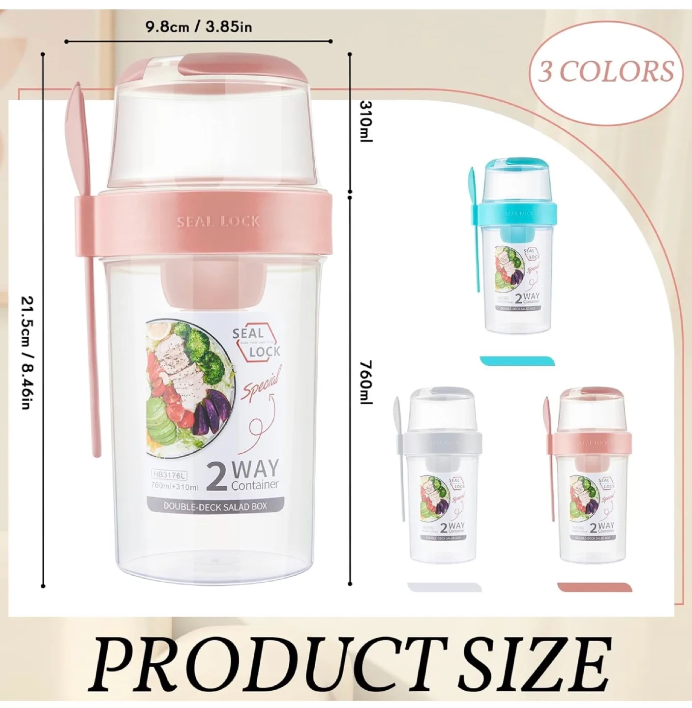 Portable Salad Dressing Container- 2-way image indicator(6)