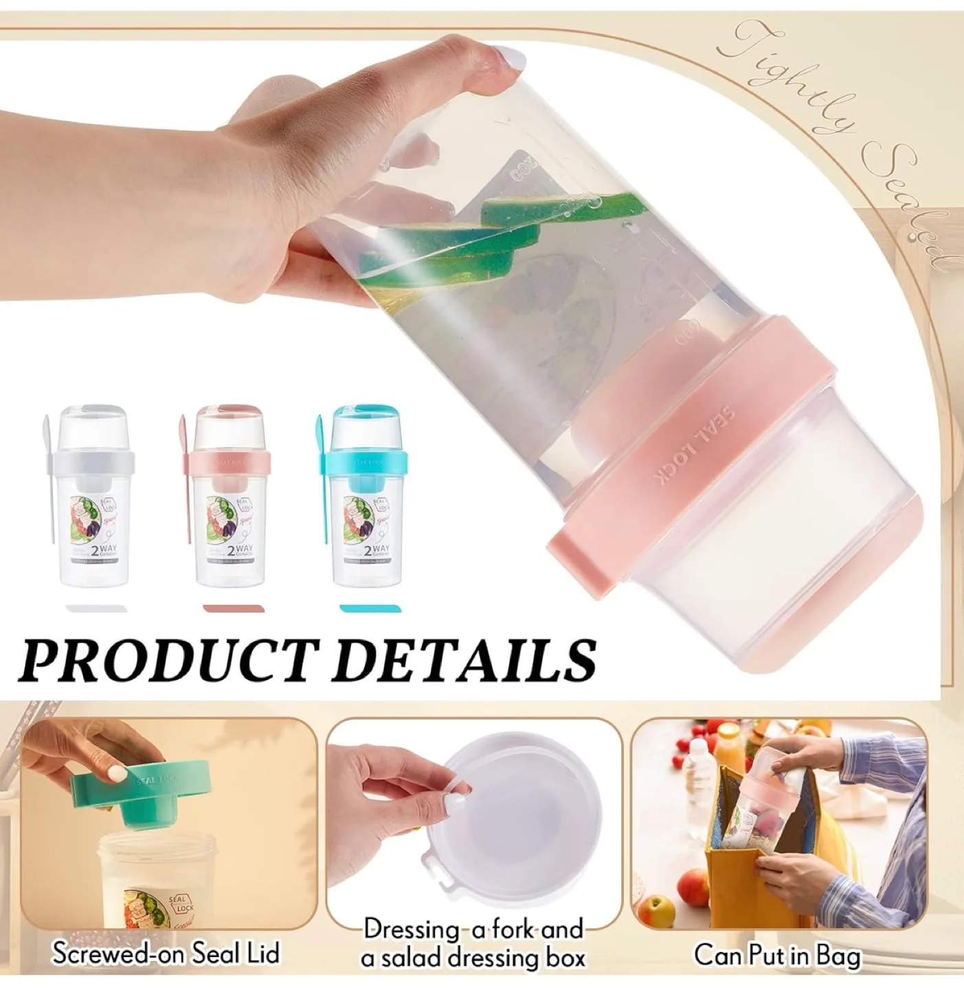 Portable Salad Dressing Container- 2-way image indicator(5)