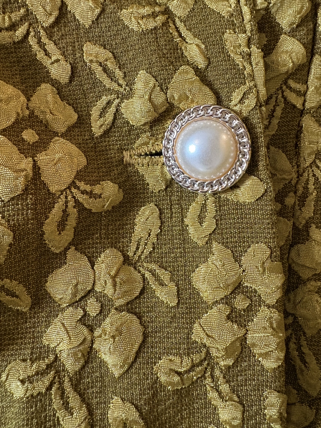 Vintage Olive Green Floral Double-Breasted Dress - photo 3