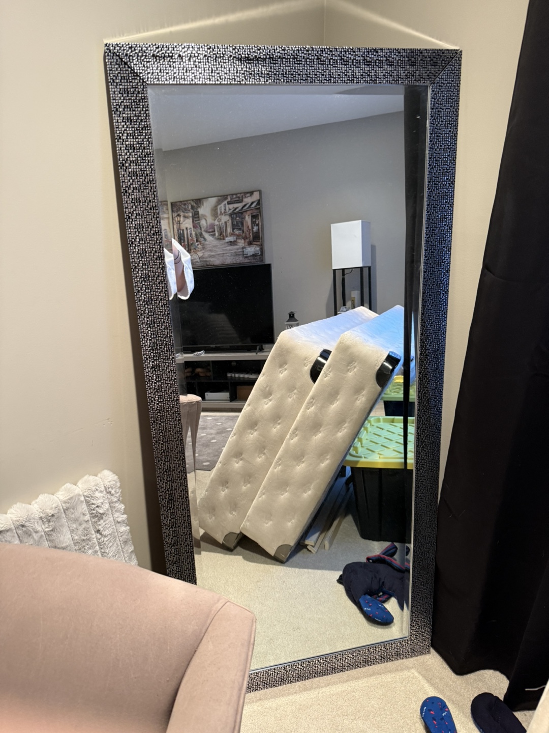 Full Length Floor Mirror with Silver Frame