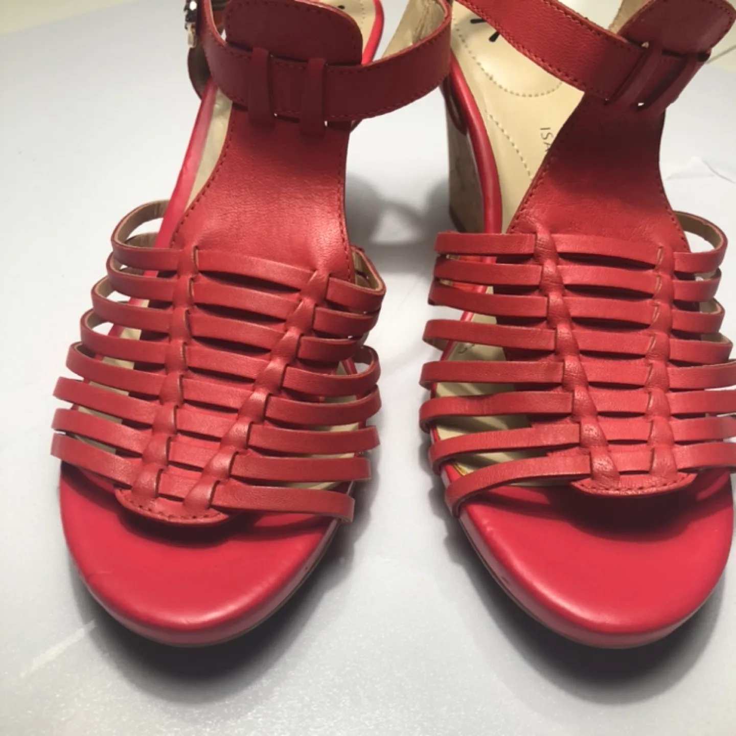 Isaac Mizrahi Red Leather Wedge Sandals image indicator(4)