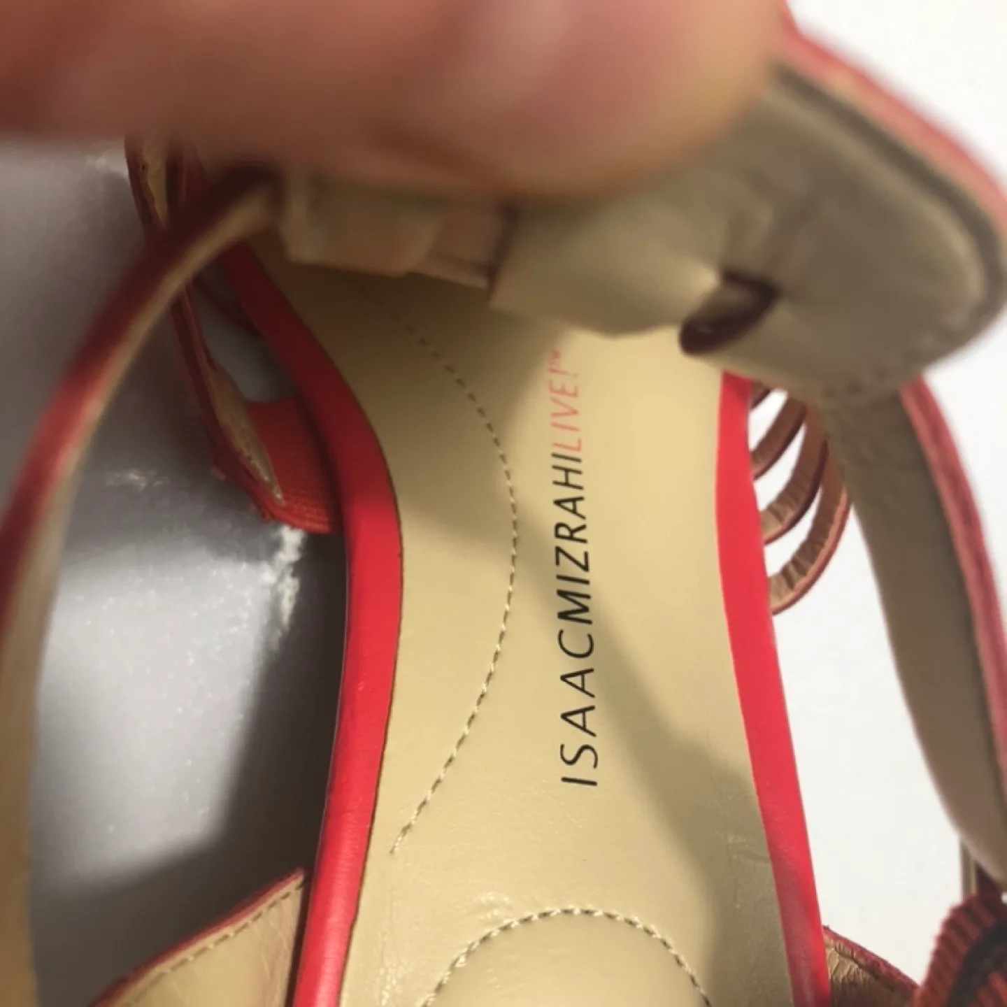 Isaac Mizrahi Red Leather Wedge Sandals image indicator(7)