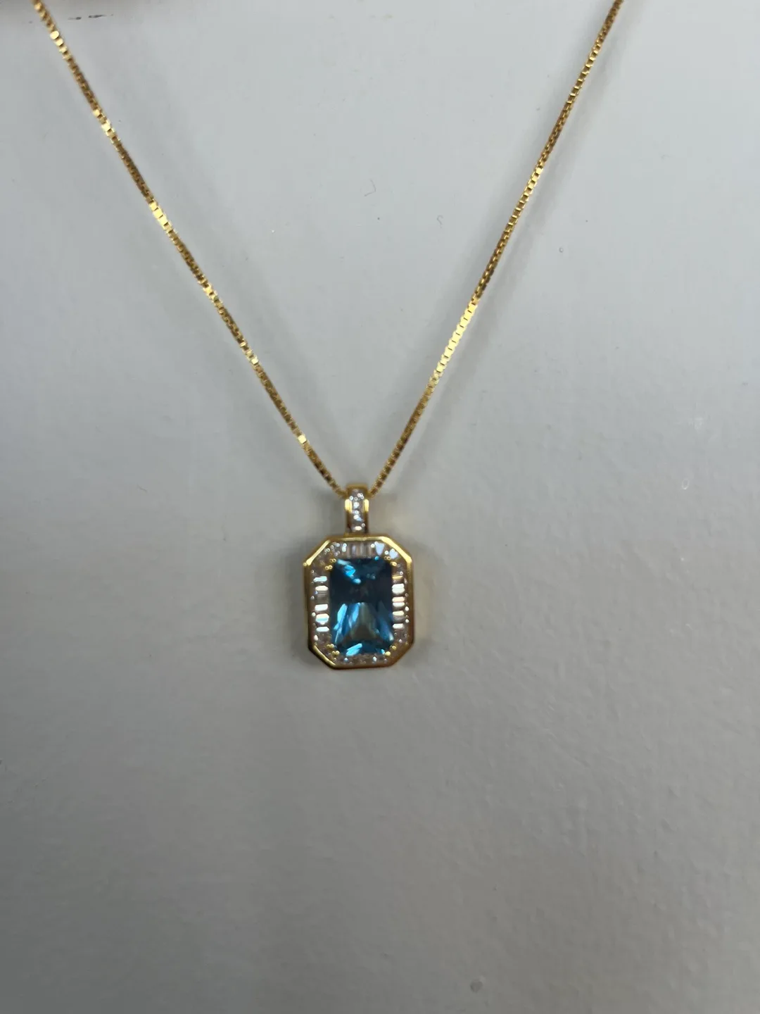 Blue Topaz & Cubic Zirconia Pendant Necklace image indicator(3)
