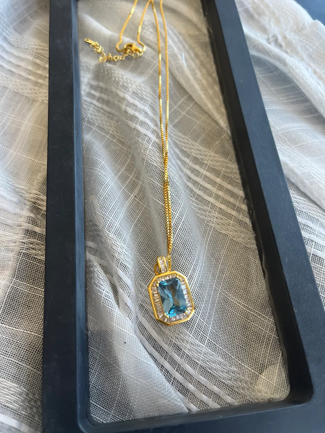 Blue Topaz & Cubic Zirconia Pendant Necklace image indicator(2)