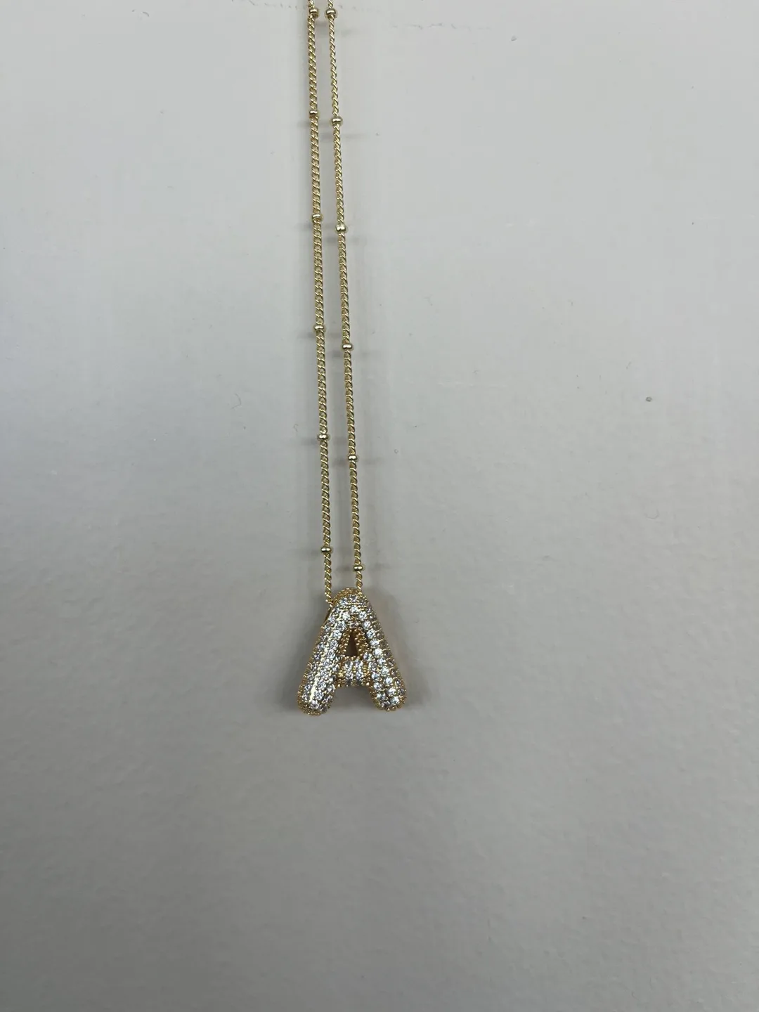 Fancy Gold color Initial A Necklace image indicator(2)