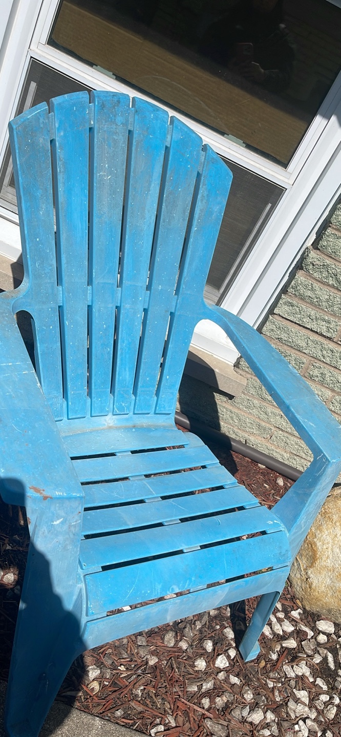 Pair of Blue Plastic Adirondack Chairs - photo 2