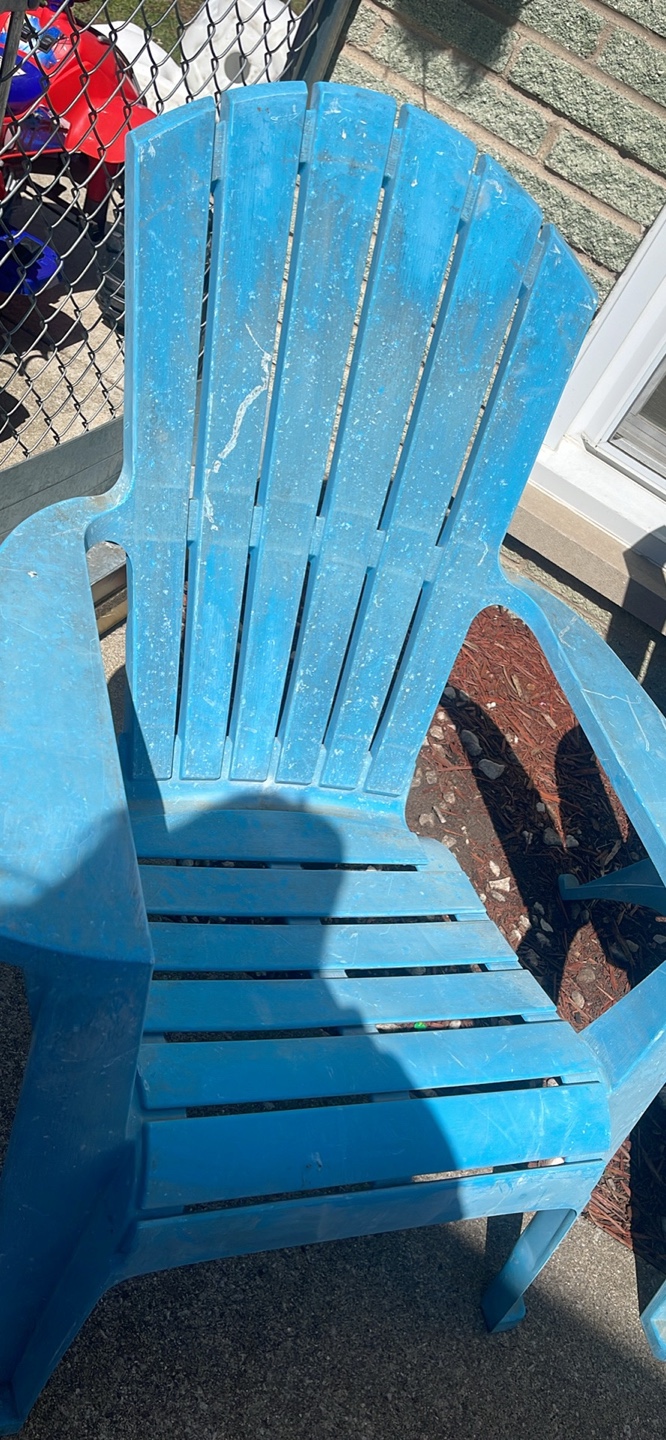 Pair of Blue Plastic Adirondack Chairs - photo 3