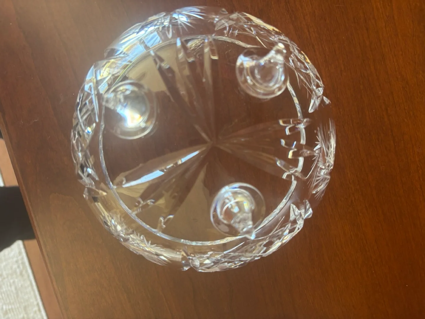 1970’s Elegant Pinwheel Footed Crystal Bowl With Spire Lid image indicator(3)