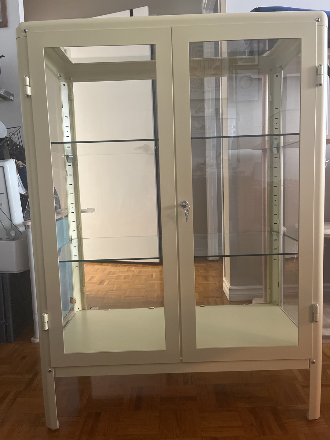 Vintage Metal Glass-Door Display Cabinet