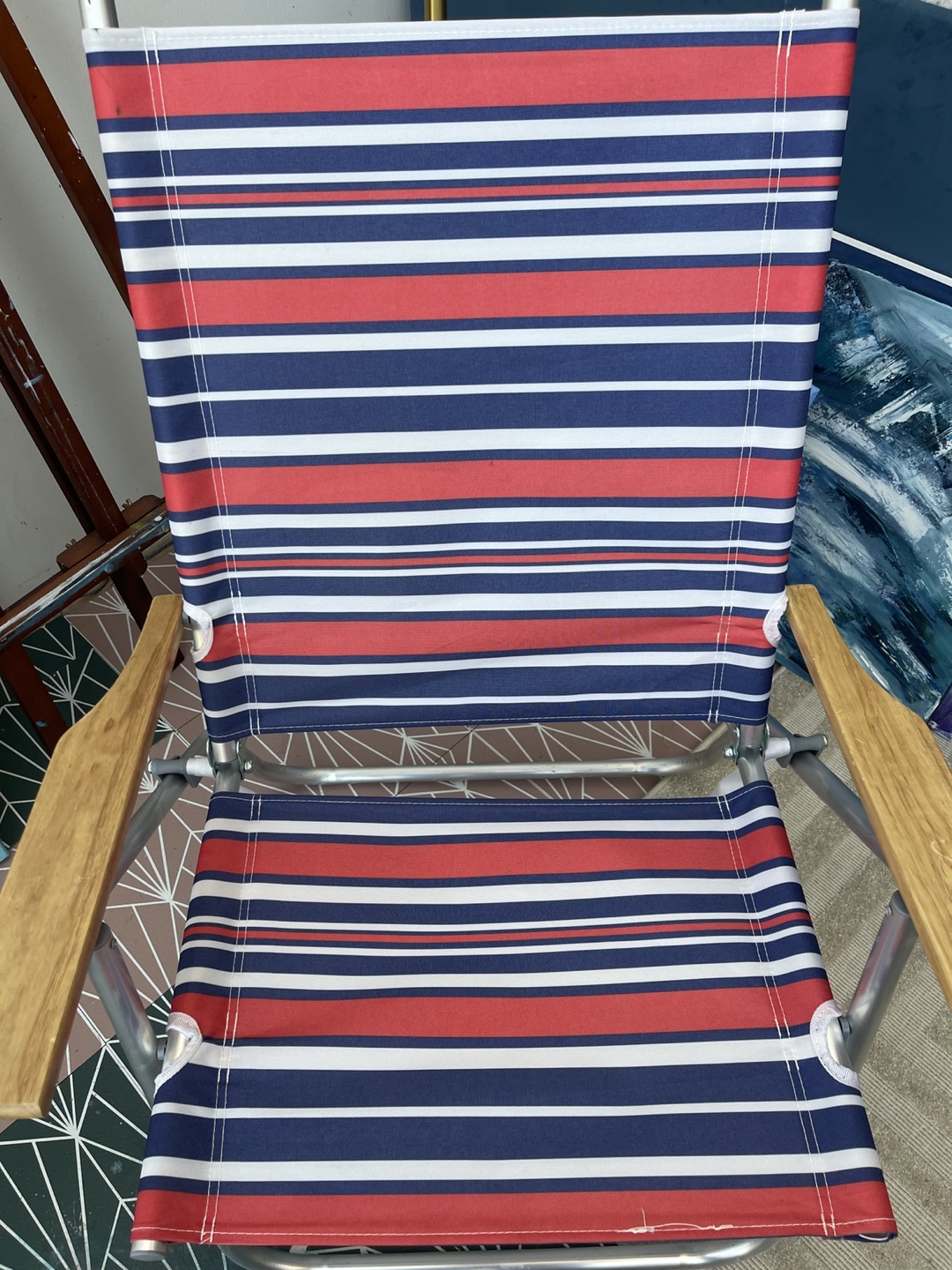 Set of 2 Red, Folding Beach Chair with Side Pockets - photo 3