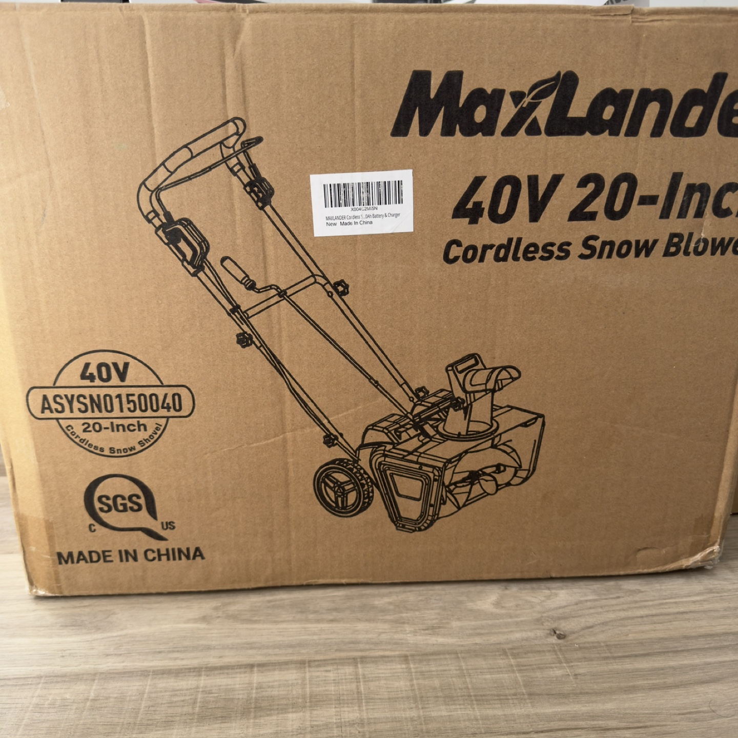 Maxlander 40V 20-Inch Cordless Snow Blower