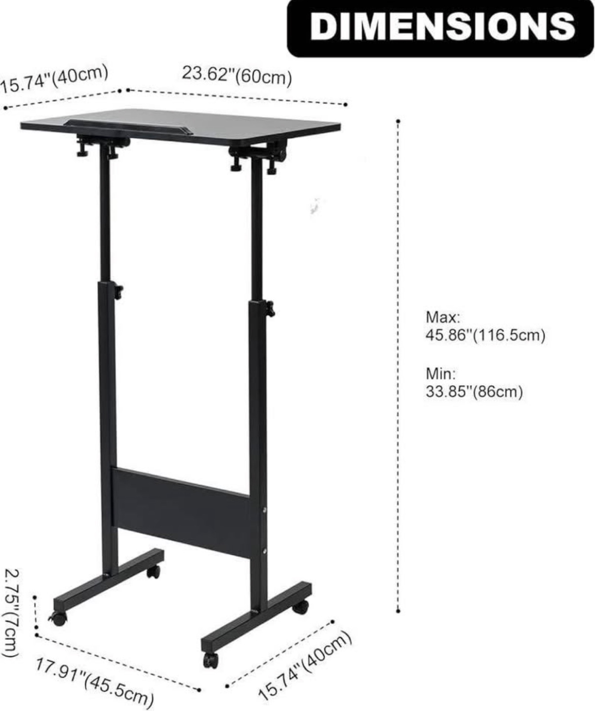 Adjustable Height Mobile Laptop Table Stand - photo 2