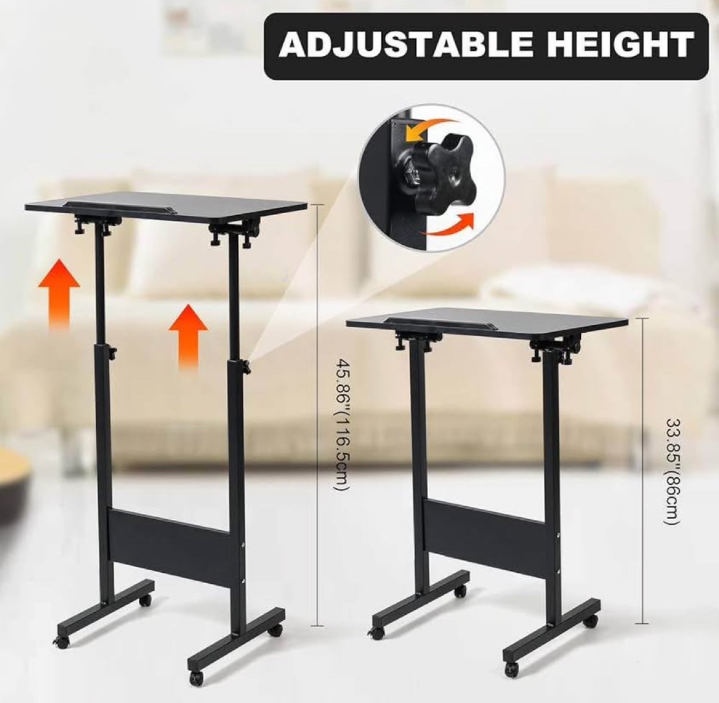 Adjustable Height Mobile Laptop Table Stand - photo 4