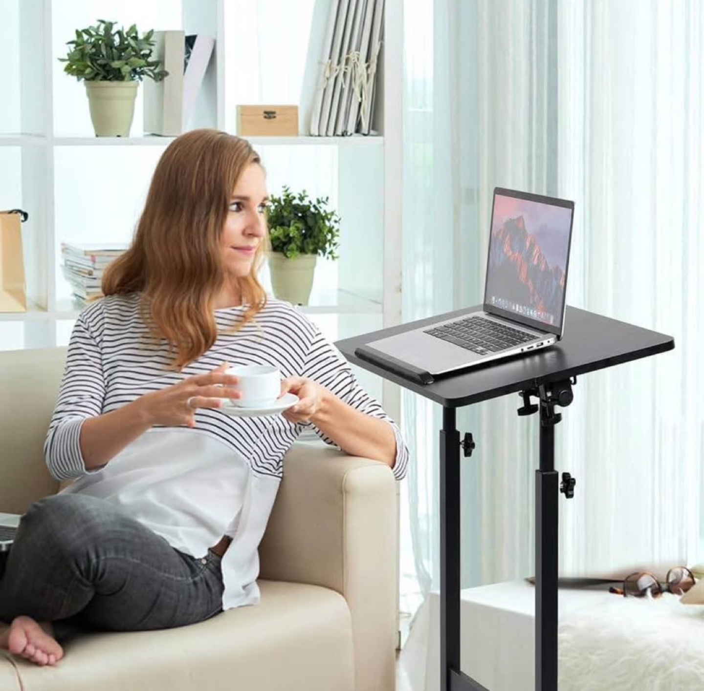 Adjustable Height Mobile Laptop Table Stand - photo 3