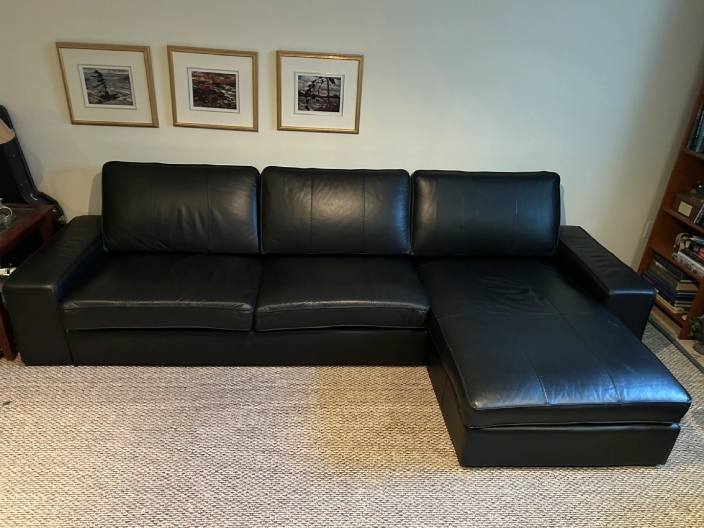 IKEA Kivik Black Leather Sectional Sofa Karrot