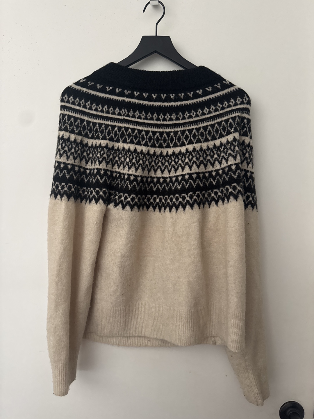 Cream and Black Fair Isle Knit Sweater