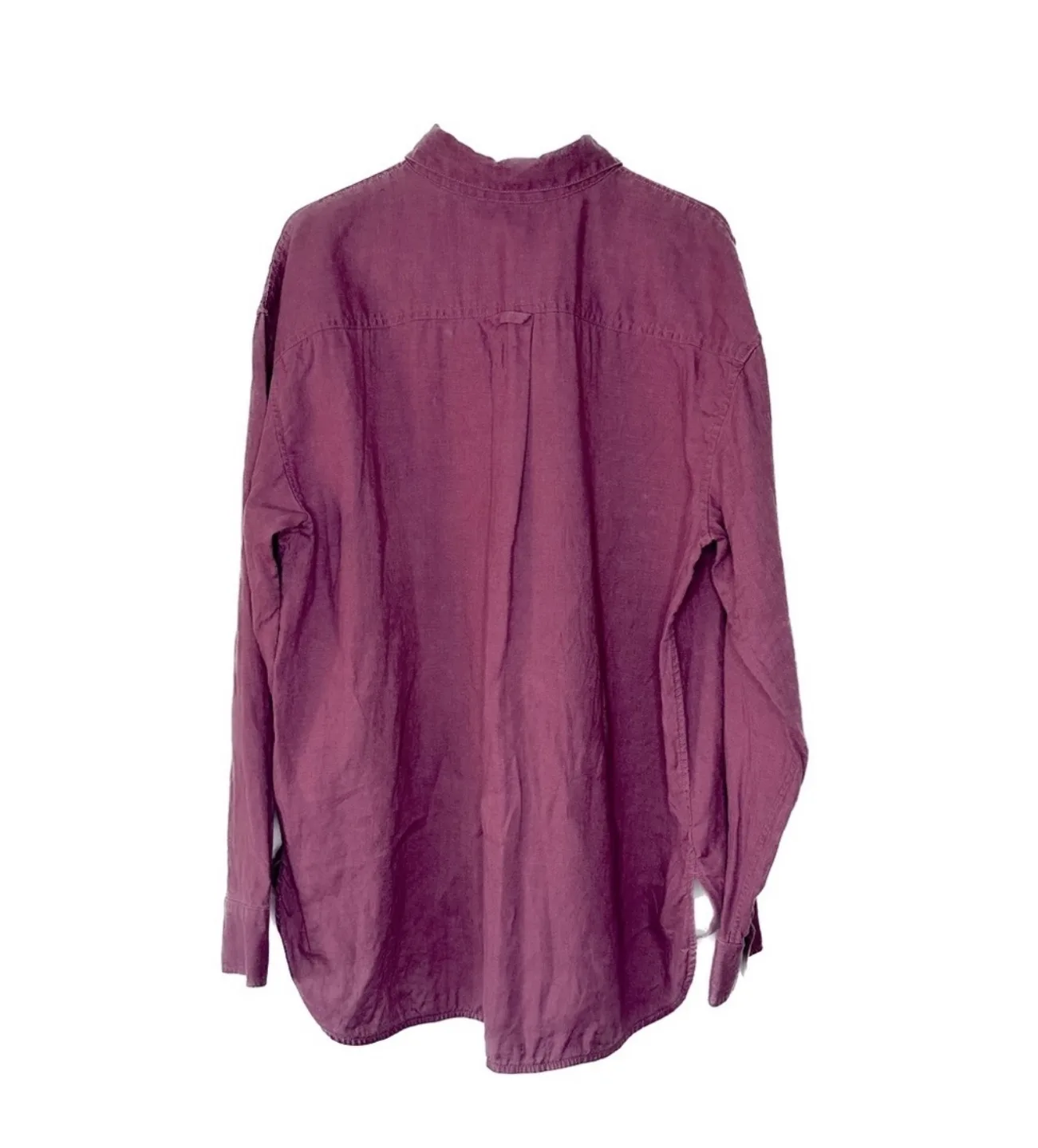 Athleta Playa Purple Oversized Linen Button-Down Shirt Large image indicator(2)