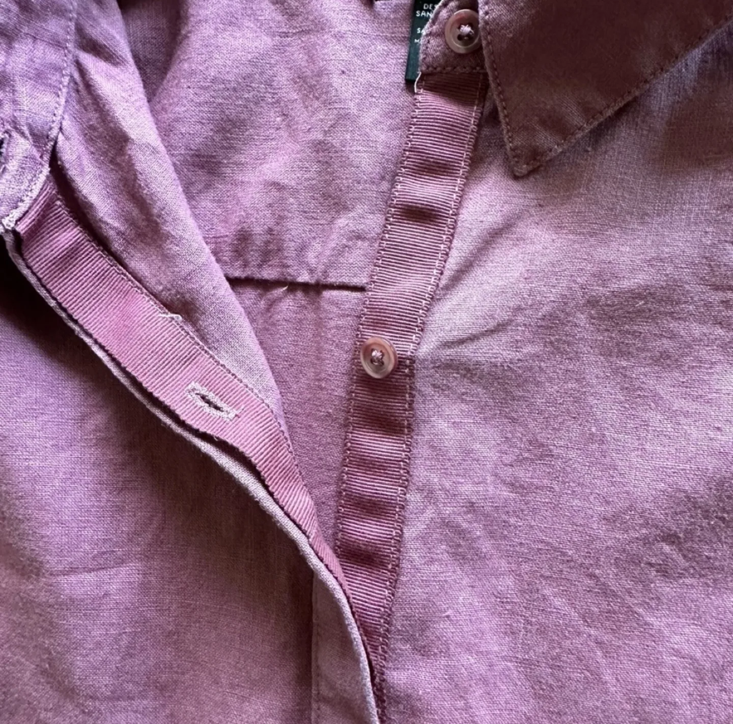 Athleta Playa Purple Oversized Linen Button-Down Shirt Large image indicator(4)