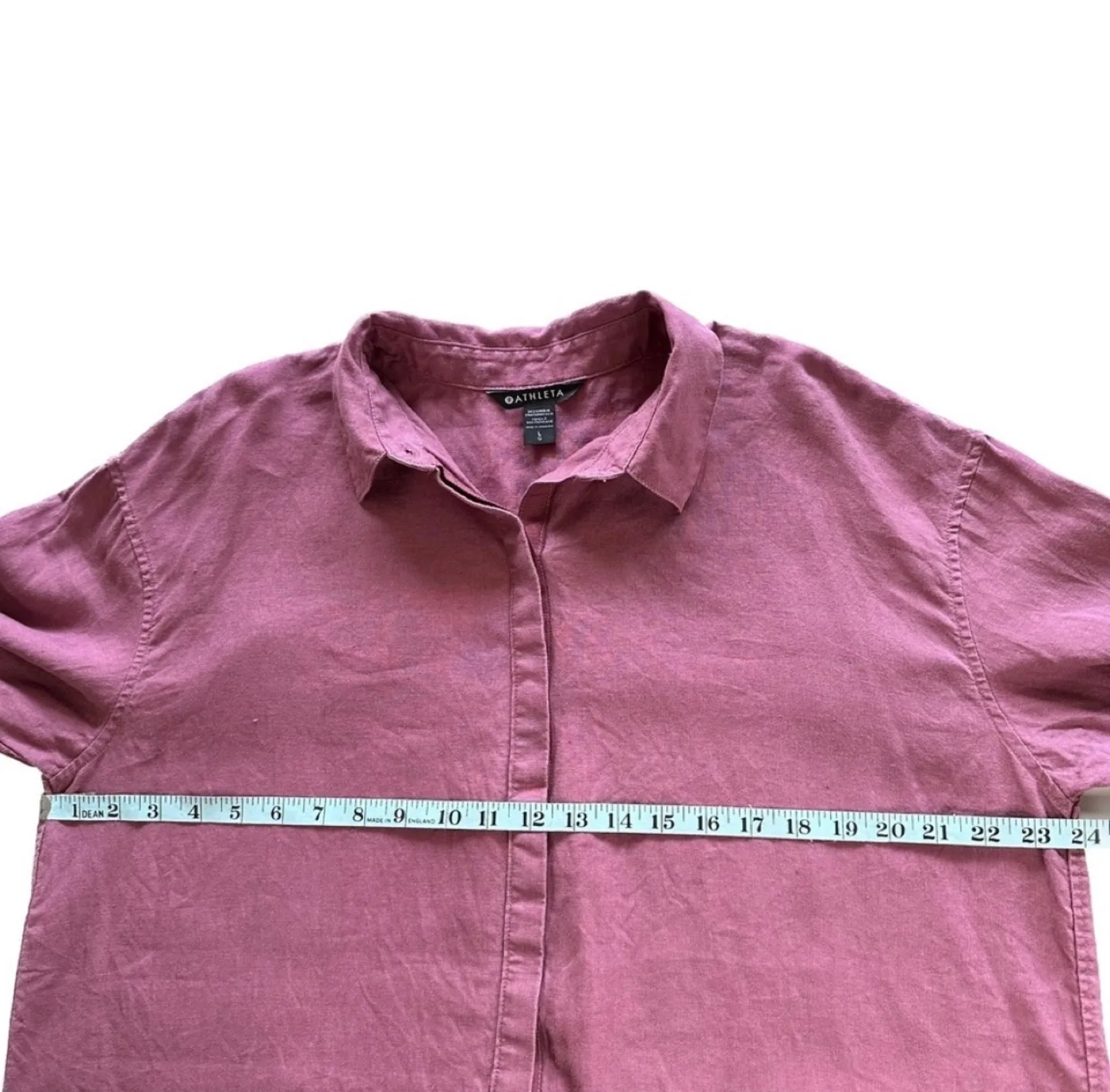 Athleta Playa Purple Oversized Linen Button-Down Shirt Large image indicator(8)