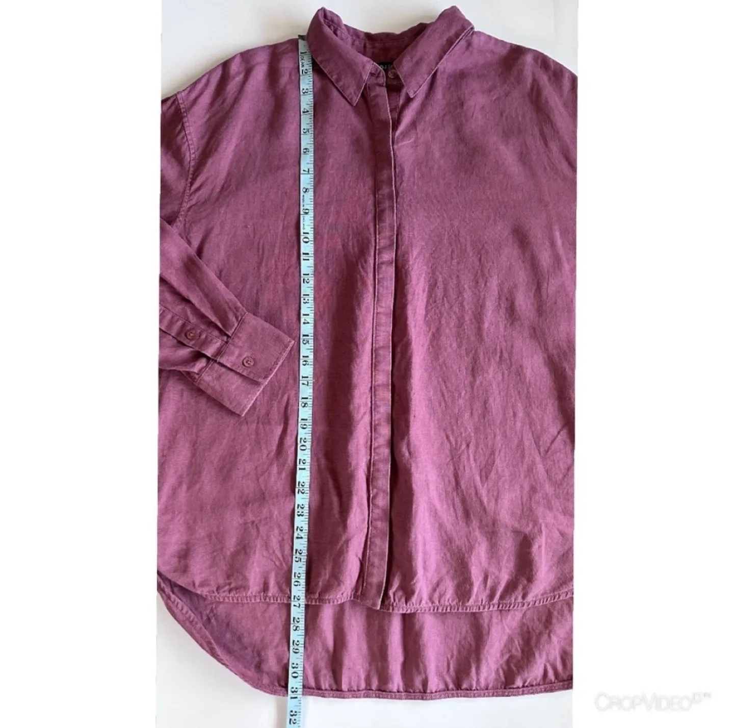 Athleta Playa Purple Oversized Linen Button-Down Shirt Large image indicator(9)