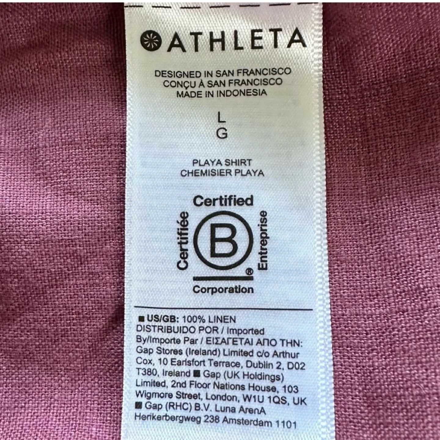 Athleta Playa Purple Oversized Linen Button-Down Shirt Large image indicator(10)