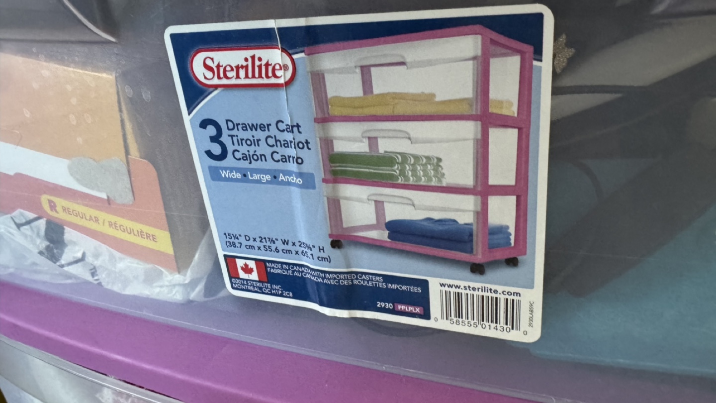 Sterilite 3-Drawer Cart - Purple - photo 3