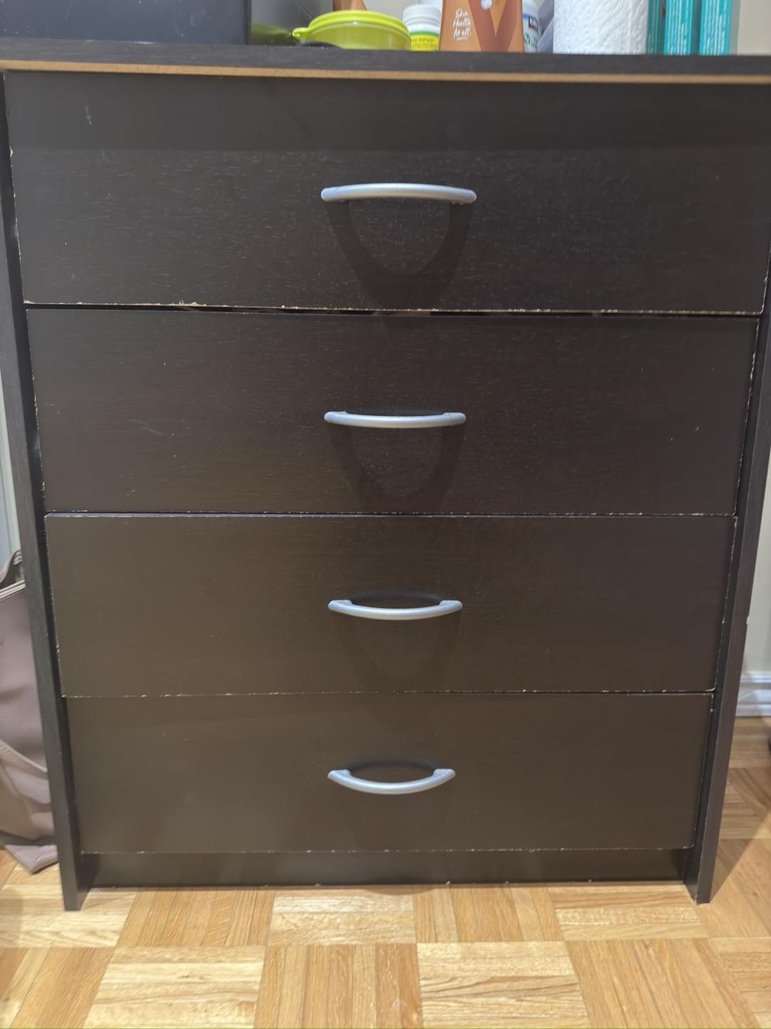 Four-Drawer Dark Brown Chest of Drawers