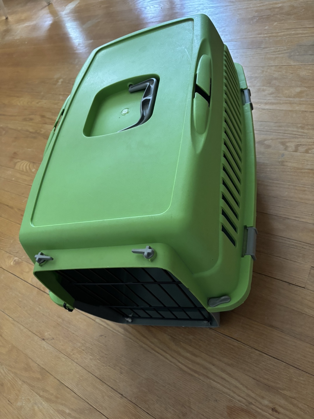 Pet Carrier - Green and Grey Plastic Travel Crate - photo 3