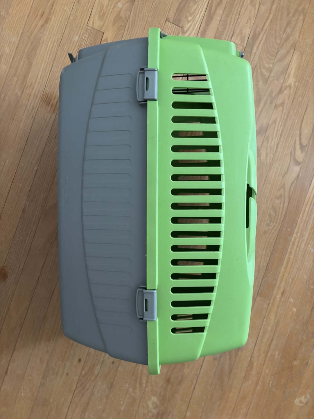 Pet Carrier - Green and Grey Plastic Travel Crate